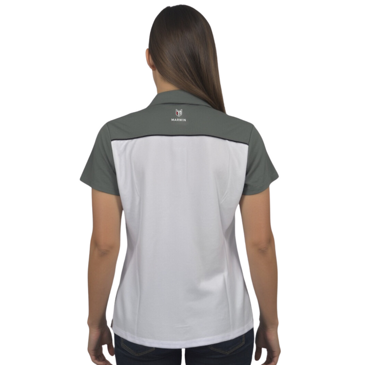 Marwin Sports Mopar Button Women's Polo - White/Grey/Black