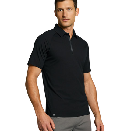 Marwin Sports Poly Zipper Men's Polo -Black