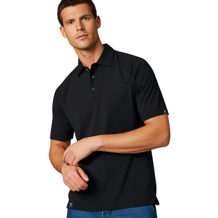 Marwin Sports Poly Button Men's Polo -Black