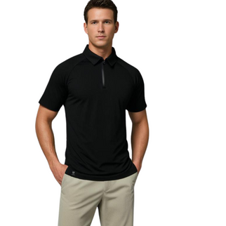 Marwin Sports Poly Zipper Men's Polo -Black