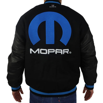 Mopar Men's Blue Rib Letterman Jacket