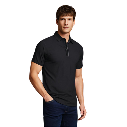 Marwin Sports Seamless Button Men's Polo - Black