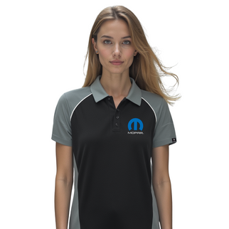 Marwin Sports Mopar Button Women's Polo - Black/Grey/White