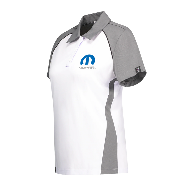 Marwin Sports Mopar Button Women's Polo - White/Grey/Black