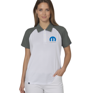 Marwin Sports Mopar Button Women's Polo - White/Grey/Black