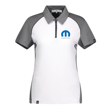 Marwin Sports Mopar Women's Poly Zipper Polo - White/Grey/Black