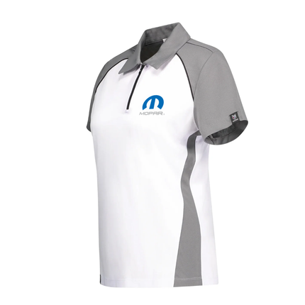 Marwin Sports Mopar Women's Poly Zipper Polo - White/Grey/Black