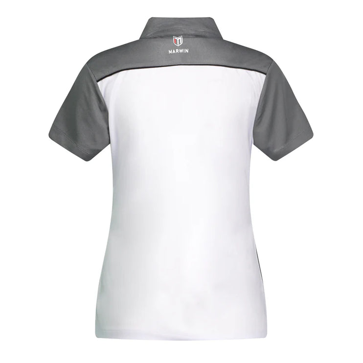 Marwin Sports Mopar Women's Poly Zipper Polo - White/Grey/Black